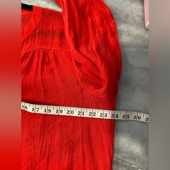 NWT Zac & Rachel Size XL Red Tie Front Roll Tab Sleeve Lightweight Flowy Top - Picture 10 of 13